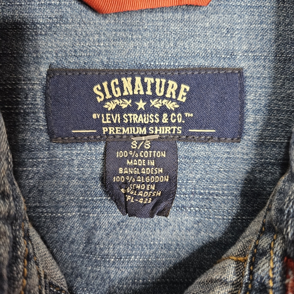 Levi's Signature Denim Chambray Long Sleeve Upcycled Shirt Button Front Unisex - Picture 3 of 13